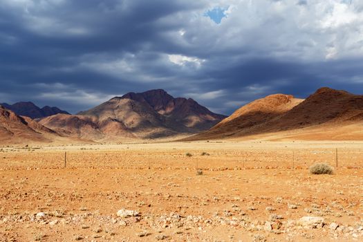 panorama of fantrastic Namibia moonscape landscape, Hardap region