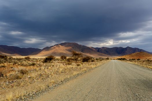 panorama of fantrastic Namibia moonscape landscape, Hardap region
