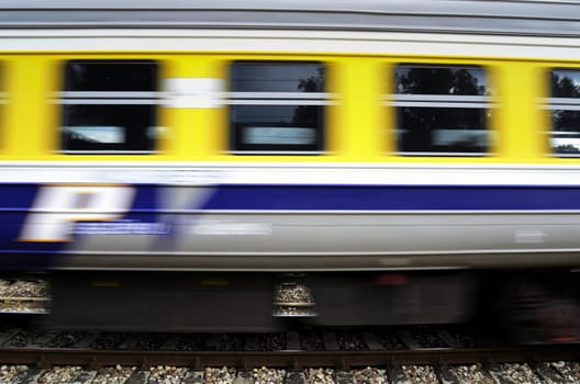 Photo of the streaks of a fast moving train. May be used as a background. Taken in Riga, Latvia.