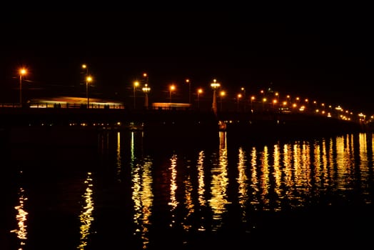 Photo of a stone bridge at night. Taken in Riga, Latvia.