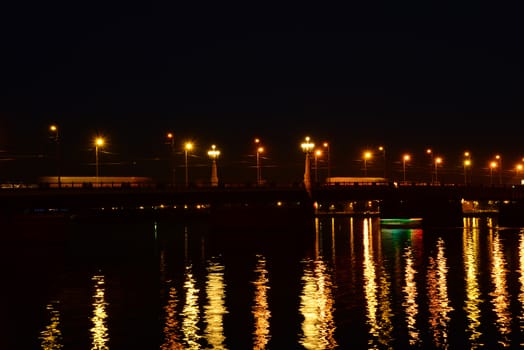 Photo of a stone bridge at night. Taken in Riga, Latvia.