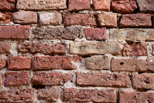 Photo of red brick wall. May be used as texture or background.