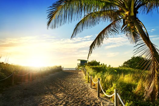 Colorful Lifeguard Tower in South Beach, Miami Beach, Florida, USA 