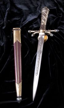 smart dagger of the medieval soldier. It was used for hunting