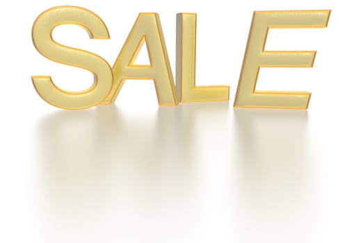 Glossy three-dimensional inscription Sale as a sign.