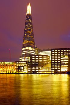 London shard at night in the UK