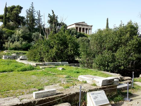 Distant view of a Greek Ancient Temple near Plaka, Athens, Greece.

Picture taken on January 20, 2014.