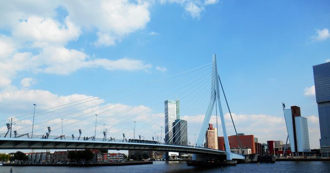 Close up view of Erasmus bridge (Erasmusbrug), Rotterdam, The Netherlands.

Picture taken on August 27, 2013.