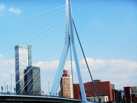 Close up view of Erasmus bridge (Erasmusbrug), Rotterdam, The Netherlands.

Picture taken on August 27, 2013.