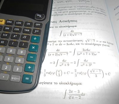 Close up view of a maths' book and a calculator.

Picture taken on October 21, 2014.