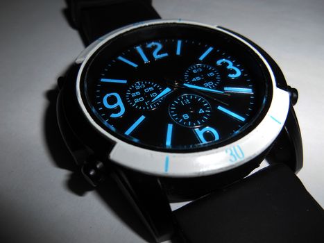 A close up of a wristwatch,

Picture taken on November 10, 2014.