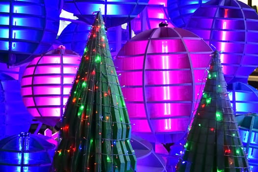 Christmas tree decorate with colorful lighting design