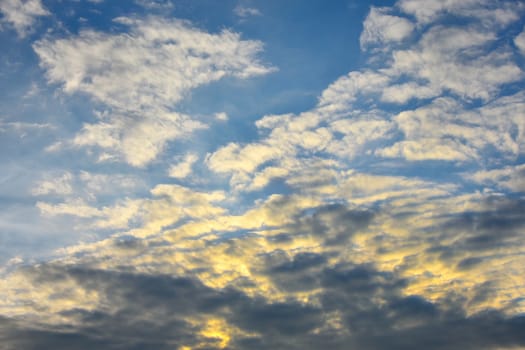 Morning light with cloud in blue sky