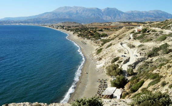 Greek beach panoramic view.

Picture taken on July 14, 2008.