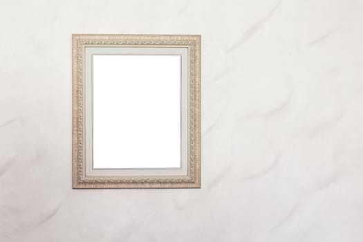 blank photo frame on white wall background