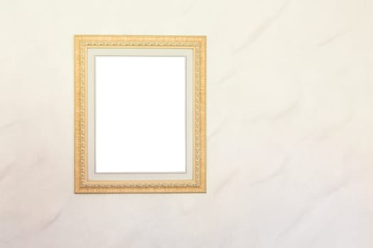 blank photo frame on white wall background