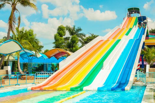 BANGKOK, THAILAND - NOVEMBER 9: Unidentified people play slide at Siam Park City water park in Bangkok, Thailand on November 9, 2014