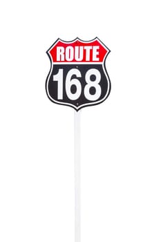 vintage route 168 road  sign isolated on white background