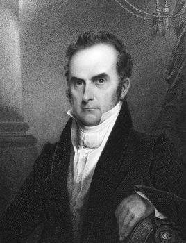 Daniel Webster (1782-1852) on engraving from 1834. Leading American statesman and senator. Engraved by J.B Longacre  and published in ''National Portrait Gallery of Distinguished Americans'',USA,1834.
