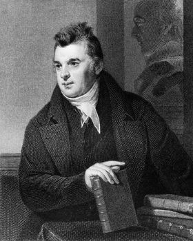 David Hosack (1769-1835) on engraving from 1835. Noted physician, botanist and educator. Engraved by A.B.Durrand and published in''National Portrait Gallery of Distinguished Americans Volume II'',USA,1835.
