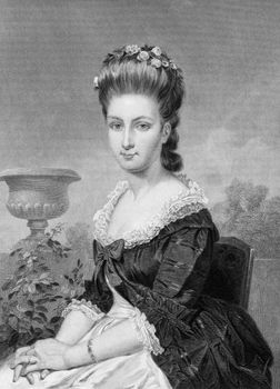 Sarah Van Brugh Livingston (1756-1802) on engraving from 1873. Wife of the first chief of justice of the USA. Engraved by unknown artist and published in ''Portrait Gallery of Eminent Men and Women with Biographies'',USA,1873.