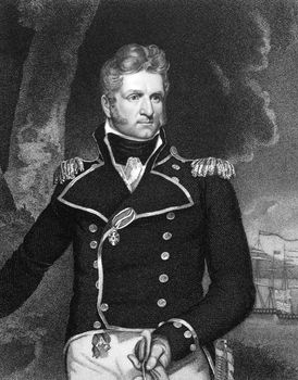 Thomas Macdonough (1783-1825) on engraving from 1834. American naval officer. Engraved by J.B Forrest and published in ''National Portrait Gallery of Distinguished Americans'',USA,1834.