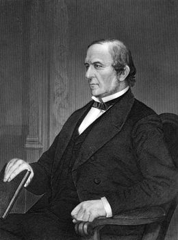 William Ewart Gladstone (1809-1898) on engraving from 1873. British Liberal statesman. Engraved by unknown artist and published in ''Portrait Gallery of Eminent Men and Women with Biographies'',USA,1873.