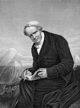 Alexander von Humboldt (1769-1859) on engraving from 1873. Prussian geographer, naturalist and explorer. Engraved by unknown artist and published in ''Portrait Gallery of Eminent Men and Women with Biographies'',USA,1873.