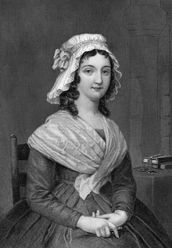 Charlotte Corday (1768-1793) on engraving from 1873. Engraved by unknown artist and published in ''Portrait Gallery of Eminent Men and Women with Biographies'',USA,1873.