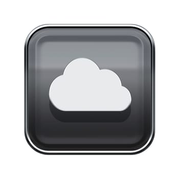 Cloud icon glossy grey, isolated on white background