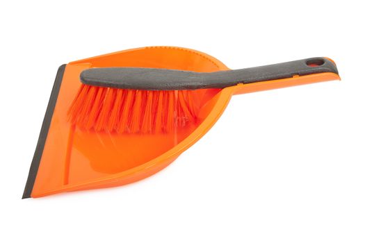 brush and dustpan isolated on white background, studio shot