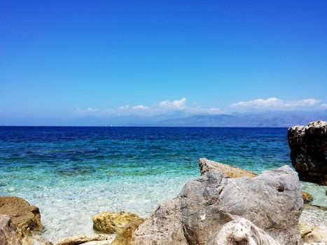 A nice view of the crystal-clear waters of Bataria Beach in Corfu Island, Greece.

Picture taken on June 29, 2014.