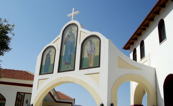 The entrance to a Greek, Orthodox-Cristian monastery in Crete Island, Greece.

Picture taken on July 25,2010.