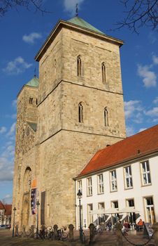 OSNABRUECK, GERMANY - NOVEMBER 2, 2014: Cathedral of Osnabrueck in the beautiful light of autumn on November 2, 2014 in Germany, Europe