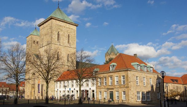 OSNABRUECK, GERMANY - NOVEMBER 2, 2014: Cathedral of Osnabrueck in the beautiful light of autumn on November 2, 2014 in Germany, Europe