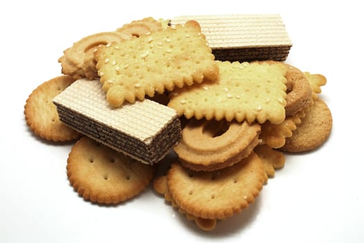 waffles biscuit and cookie isolated on white background