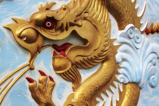 Chinese golden dragon as background 