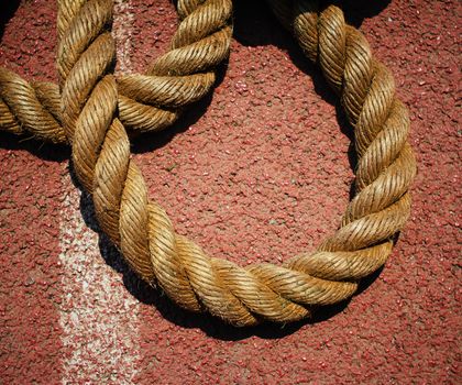Rope on the runway of sports field