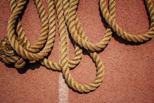 Rope on the runway of sports field