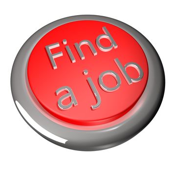 Find a job button, isolated over white, 3d render