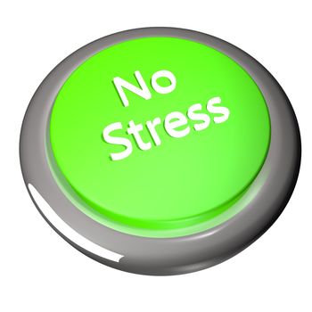 No Stress green button isolated over white, 3d render