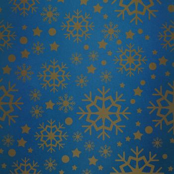 Snowflake pattern against blue vignette