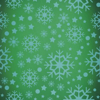 Snowflake pattern against green vignette