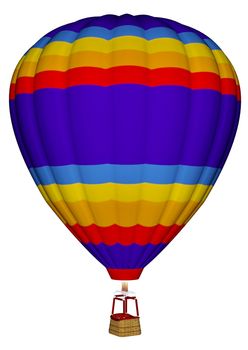 Colorful hot air balloon isolated in white background - 3D render