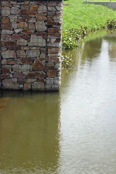 Rock basket (gabions) filled with quartzite stone 