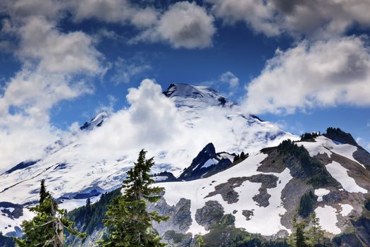 Mount Baker Under Clouds from Artist Point  Mount Baker Highway Snow Mountain Washington State Pacific Northwest