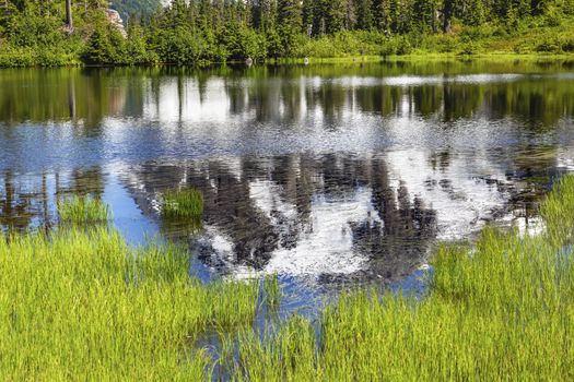 Picture Lake Abstract Mount Shuksan Mount Baker Highway Snow Mountain Trees Washington Pacific Northwest USA

