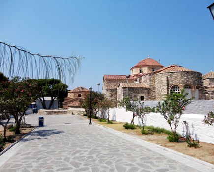 Distant view of a Greek Orthodox stone built chapel in Paros Island, Greece.

Picture taken on September 2, 2011.