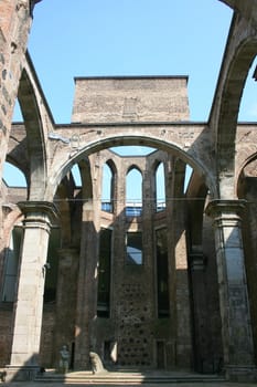 Details of window and door arch of a church