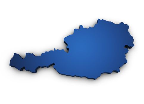 Shape 3d of Austria map colored in blue and isolated on white background.